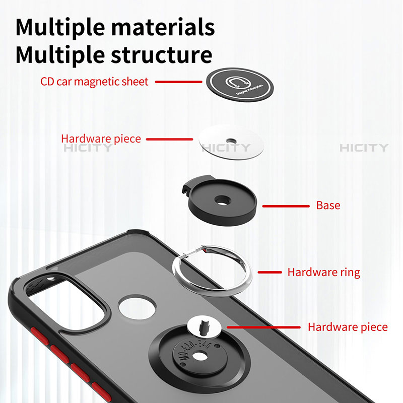 Coque Contour Silicone et Plastique Housse Etui Mat avec Magnetique Support Bague Anneau S04 pour Motorola Moto E30 Plus