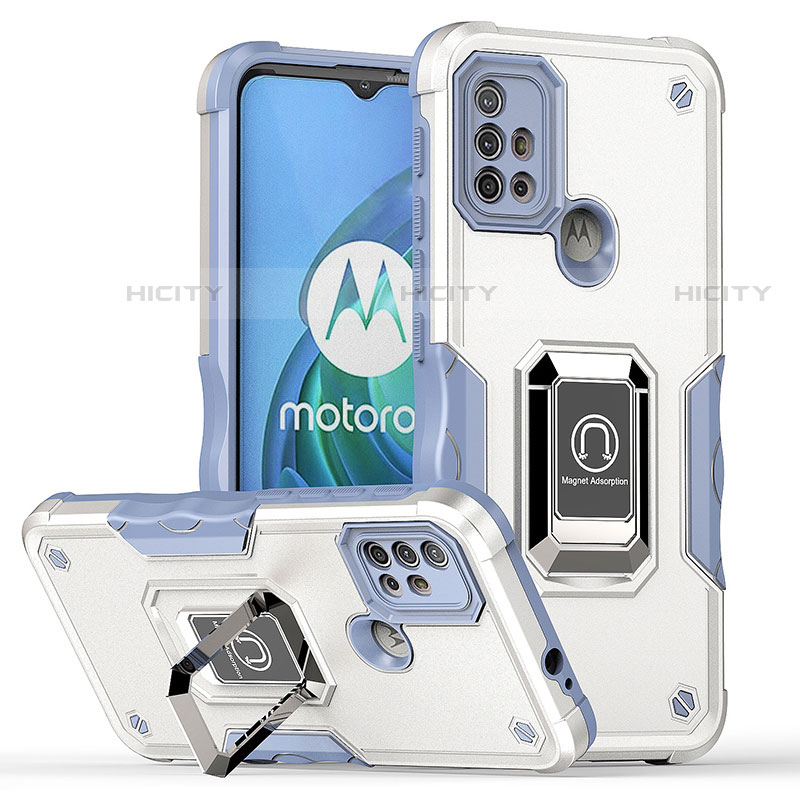 Coque Contour Silicone et Plastique Housse Etui Mat avec Magnetique Support Bague Anneau S05 pour Motorola Moto G10 Power Plus