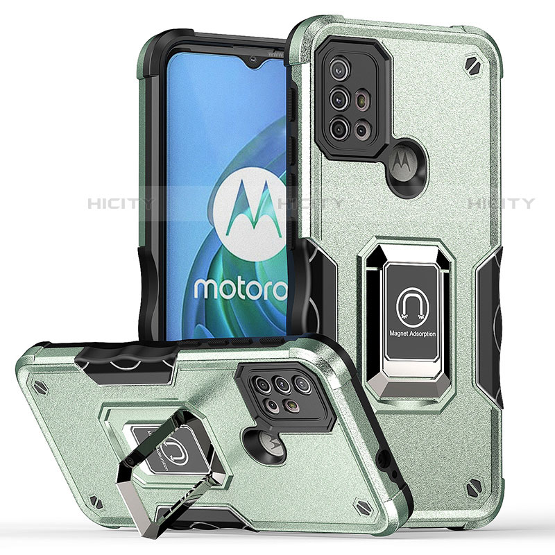Coque Contour Silicone et Plastique Housse Etui Mat avec Magnetique Support Bague Anneau S05 pour Motorola Moto G20 Plus