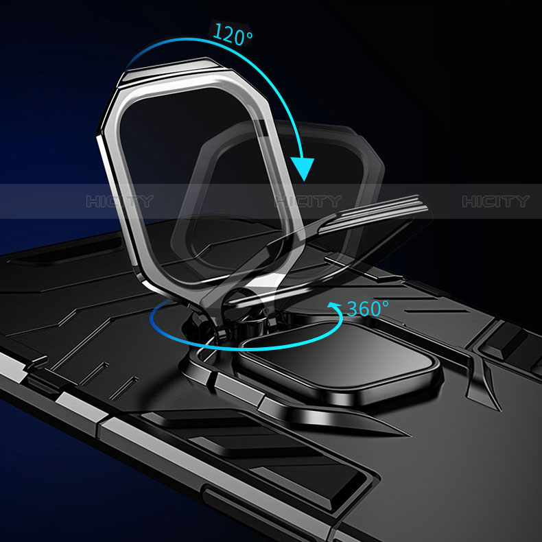 Coque Contour Silicone et Plastique Housse Etui Mat avec Magnetique Support Bague Anneau T06 pour Samsung Galaxy S21 5G Plus