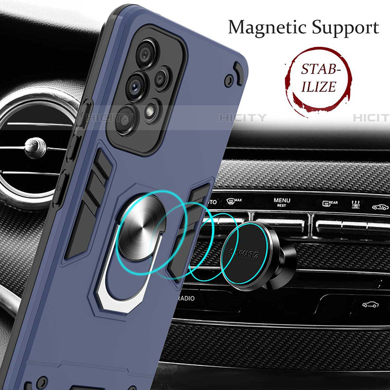Coque Contour Silicone et Plastique Housse Etui Mat avec Magnetique Support Bague Anneau Y01B pour Samsung Galaxy A53 5G Plus