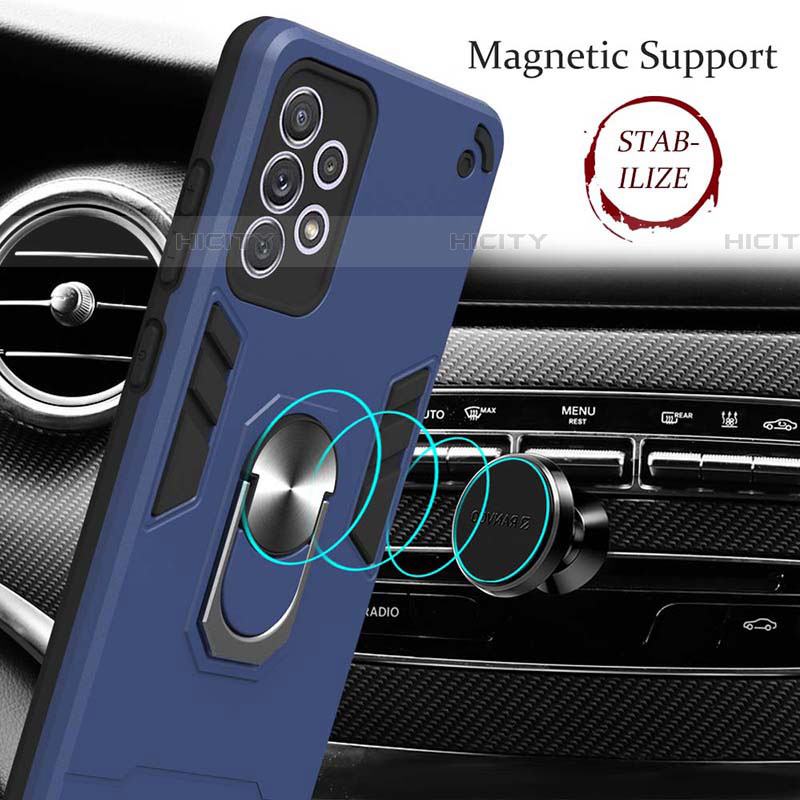 Coque Contour Silicone et Plastique Housse Etui Mat avec Magnetique Support Bague Anneau Y01B pour Samsung Galaxy A72 5G Plus