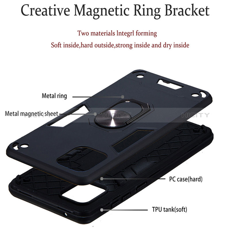Coque Contour Silicone et Plastique Housse Etui Mat avec Magnetique Support Bague Anneau Y01B pour Samsung Galaxy A81 Plus