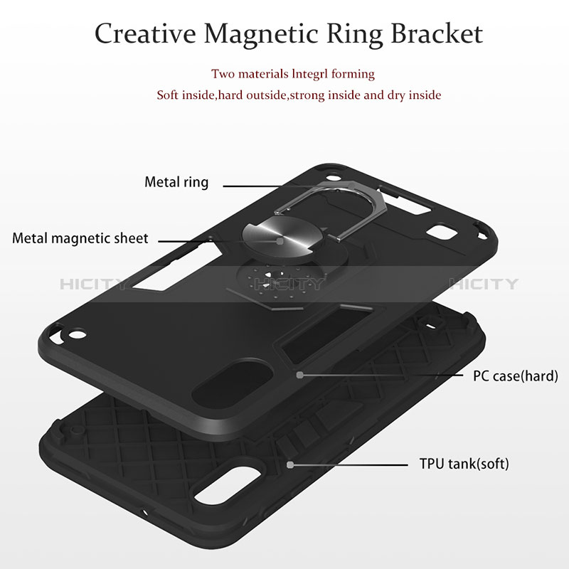 Coque Contour Silicone et Plastique Housse Etui Mat avec Magnetique Support Bague Anneau Y01B pour Samsung Galaxy M10 Plus