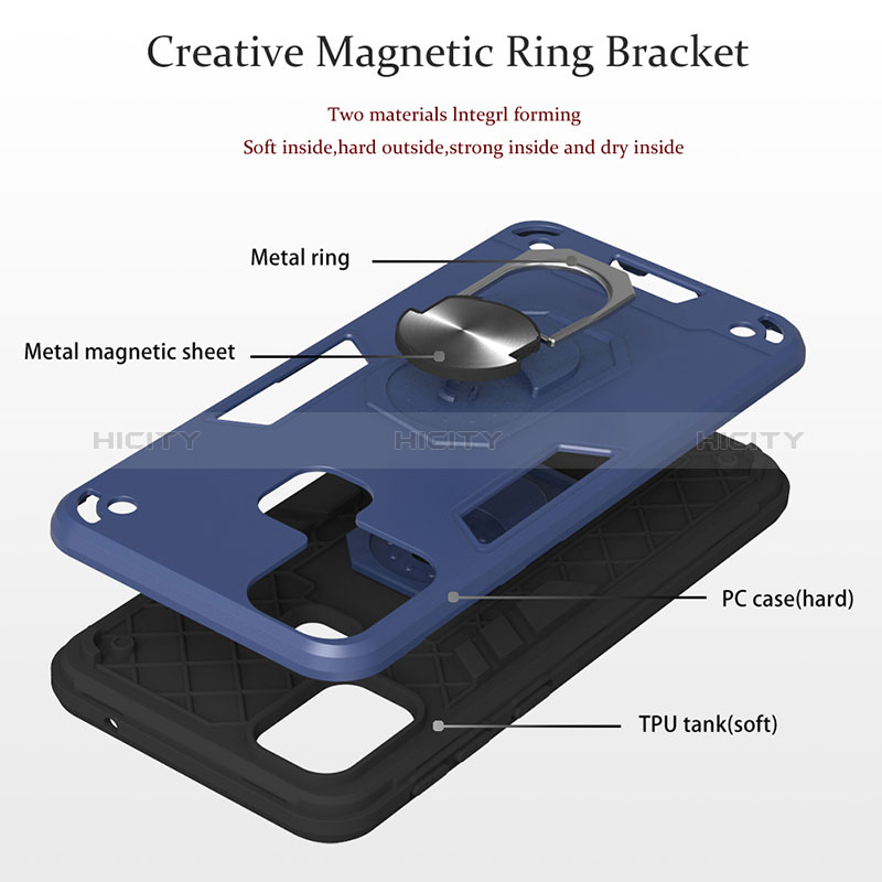 Coque Contour Silicone et Plastique Housse Etui Mat avec Magnetique Support Bague Anneau Y01B pour Samsung Galaxy M21s Plus