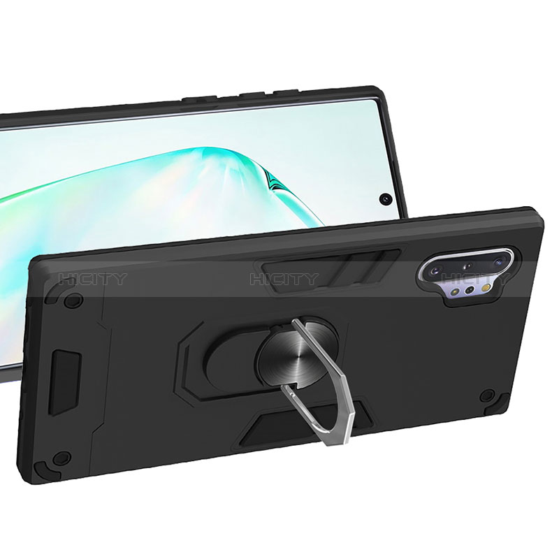 Coque Contour Silicone et Plastique Housse Etui Mat avec Magnetique Support Bague Anneau Y01B pour Samsung Galaxy Note 10 Plus 5G Plus