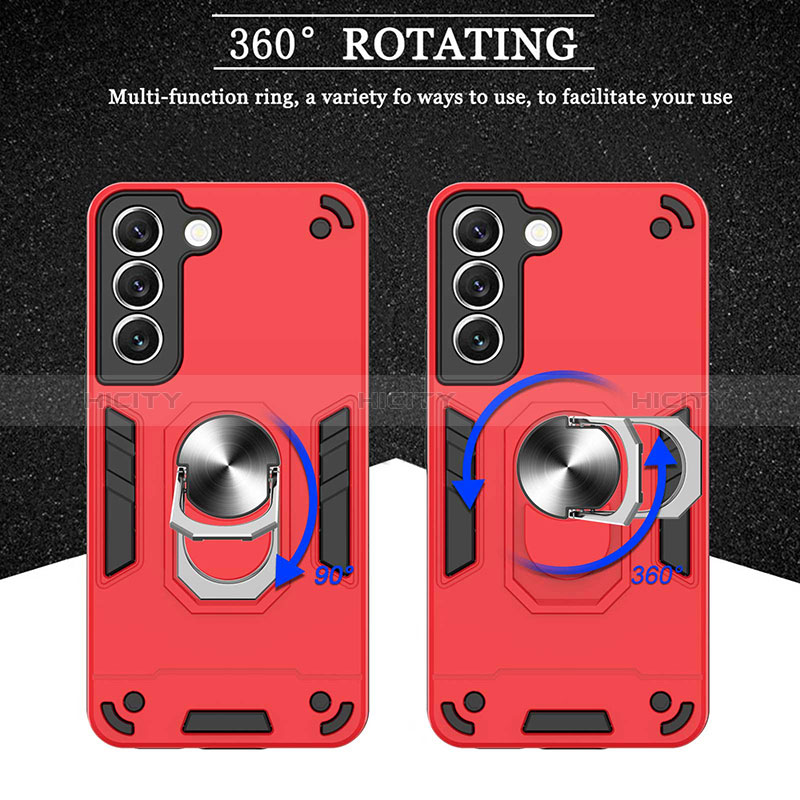 Coque Contour Silicone et Plastique Housse Etui Mat avec Magnetique Support Bague Anneau Y01B pour Samsung Galaxy S24 Plus 5G Plus