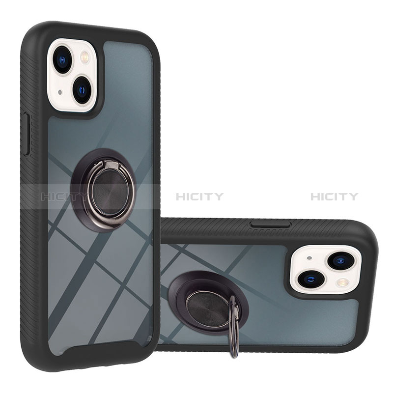 Coque Contour Silicone et Plastique Housse Etui Mat avec Magnetique Support Bague Anneau YB1 pour Apple iPhone 14 Plus