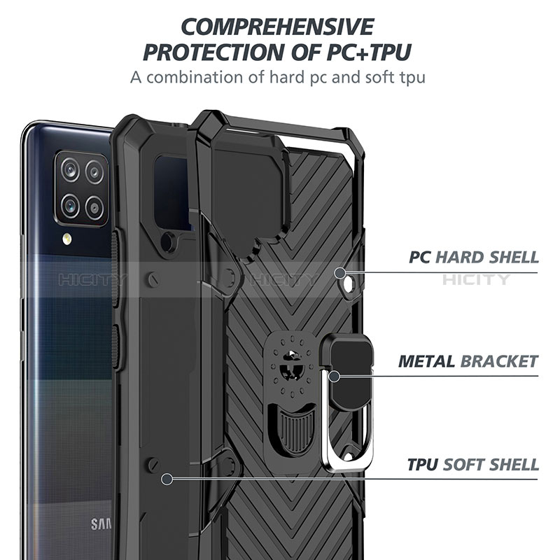 Coque Contour Silicone et Plastique Housse Etui Mat avec Magnetique Support Bague Anneau YF1 pour Samsung Galaxy A42 5G Plus
