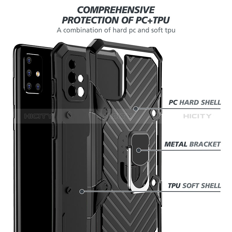 Coque Contour Silicone et Plastique Housse Etui Mat avec Magnetique Support Bague Anneau YF1 pour Samsung Galaxy A71 5G Plus
