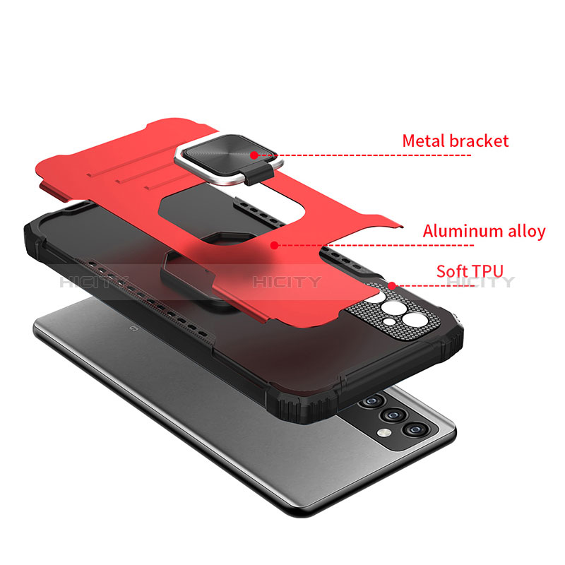 Coque Contour Silicone et Plastique Housse Etui Mat avec Magnetique Support Bague Anneau ZJ2 pour Samsung Galaxy A42 5G Plus