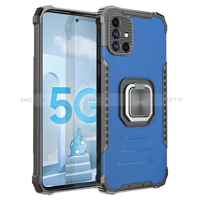 Coque Contour Silicone et Plastique Housse Etui Mat avec Magnetique Support Bague Anneau ZJ2 pour Samsung Galaxy A51 4G Bleu Plus