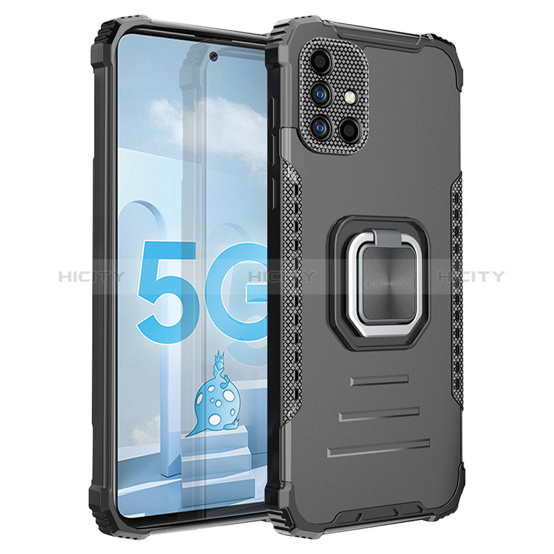 Coque Contour Silicone et Plastique Housse Etui Mat avec Magnetique Support Bague Anneau ZJ2 pour Samsung Galaxy A51 4G Noir Plus