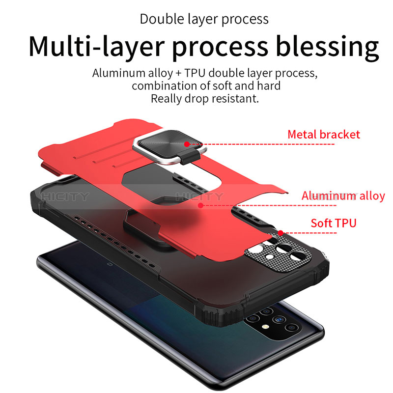 Coque Contour Silicone et Plastique Housse Etui Mat avec Magnetique Support Bague Anneau ZJ2 pour Samsung Galaxy A51 5G Plus