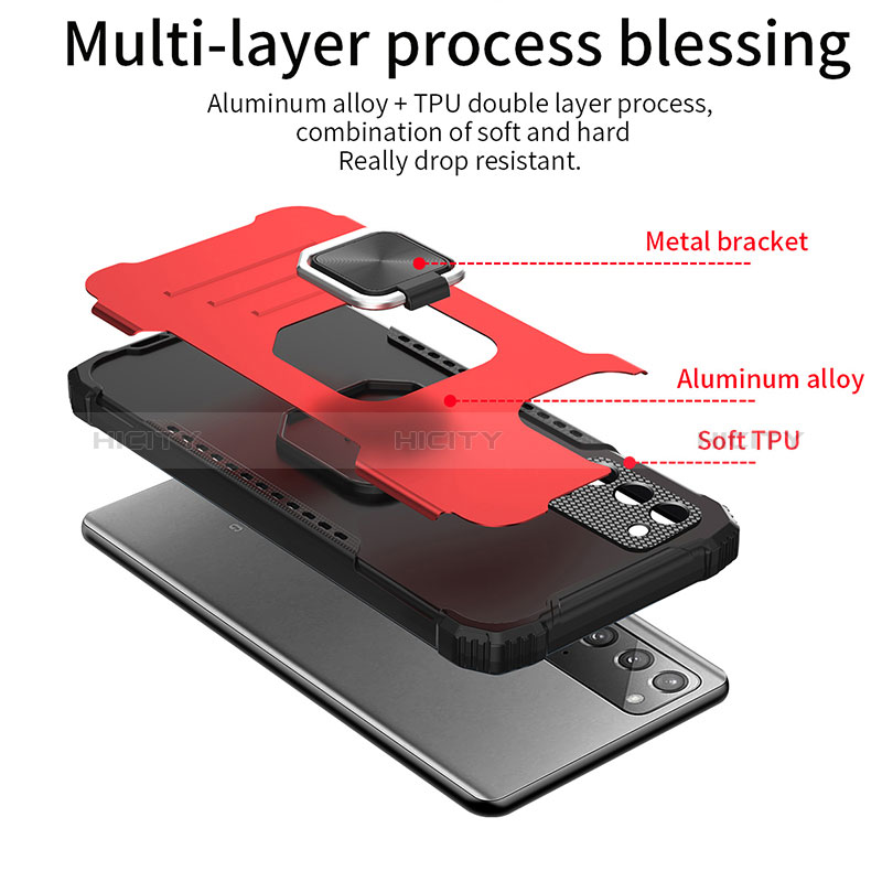 Coque Contour Silicone et Plastique Housse Etui Mat avec Magnetique Support Bague Anneau ZJ2 pour Samsung Galaxy Note 20 5G Plus
