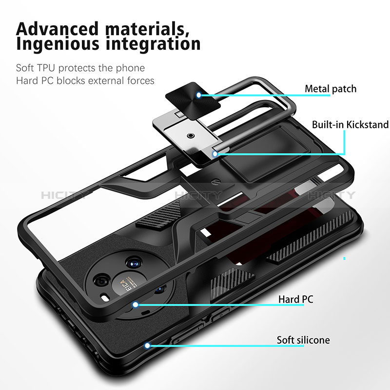 Coque Contour Silicone et Plastique Housse Etui Mat avec Magnetique Support Bague Anneau ZL1 pour Huawei Mate 40 Plus