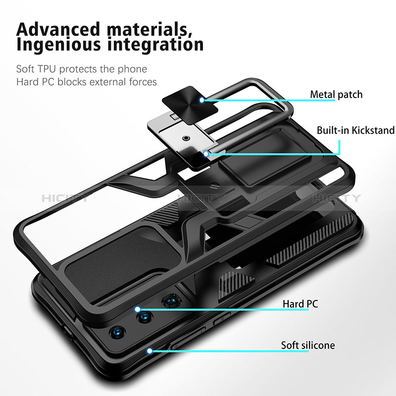 Coque Contour Silicone et Plastique Housse Etui Mat avec Magnetique Support Bague Anneau ZL1 pour Huawei P40 Pro Plus
