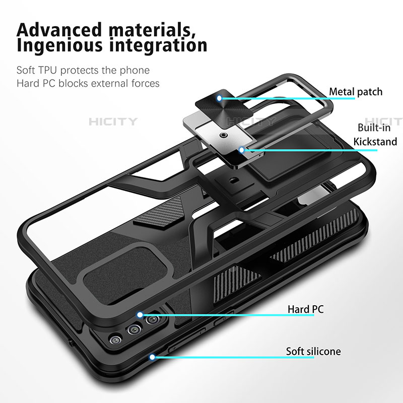 Coque Contour Silicone et Plastique Housse Etui Mat avec Magnetique Support Bague Anneau ZL1 pour Samsung Galaxy A03s Plus