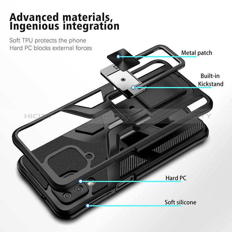 Coque Contour Silicone et Plastique Housse Etui Mat avec Magnetique Support Bague Anneau ZL1 pour Samsung Galaxy A12 5G Plus