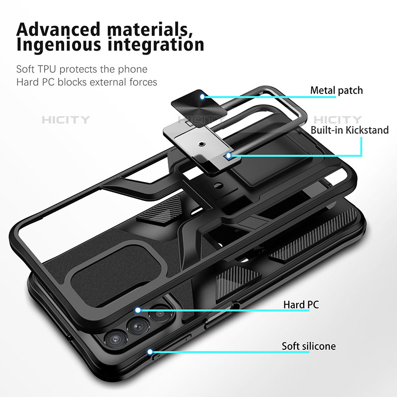 Coque Contour Silicone et Plastique Housse Etui Mat avec Magnetique Support Bague Anneau ZL1 pour Samsung Galaxy M32 5G Plus