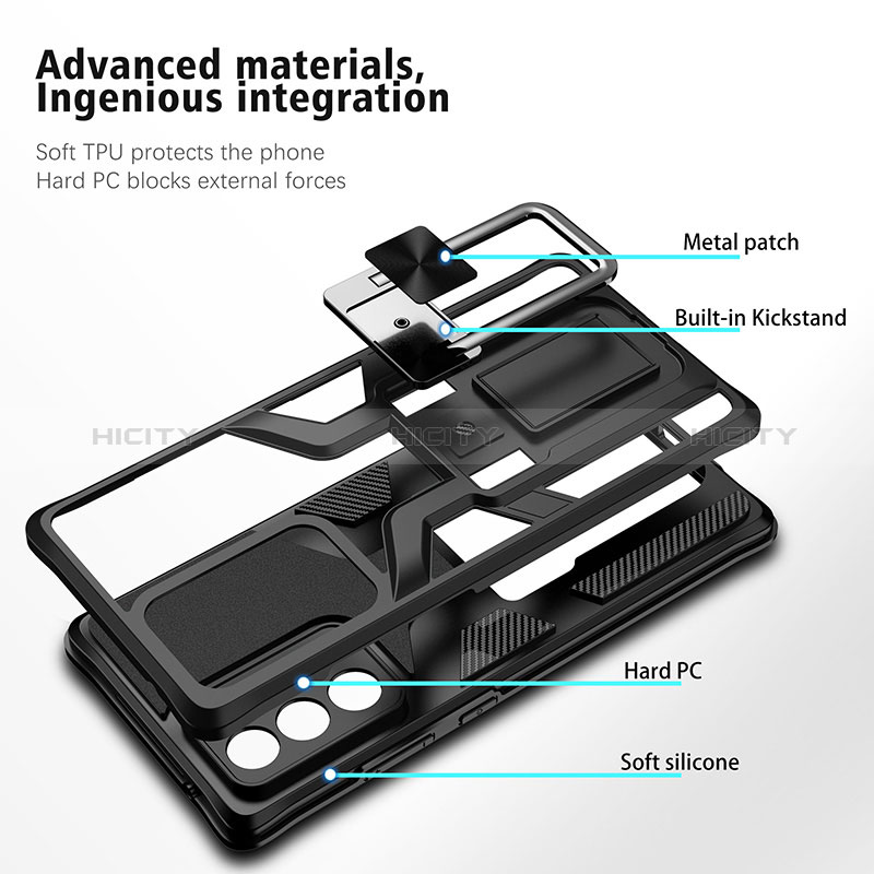 Coque Contour Silicone et Plastique Housse Etui Mat avec Magnetique Support Bague Anneau ZL1 pour Samsung Galaxy Note 20 Ultra 5G Plus