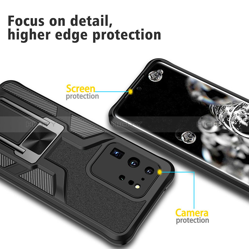 Coque Contour Silicone et Plastique Housse Etui Mat avec Magnetique Support Bague Anneau ZL1 pour Samsung Galaxy S20 Ultra 5G Plus