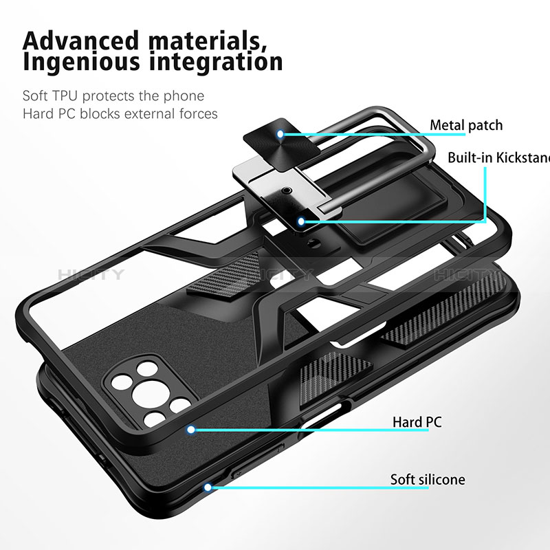 Coque Contour Silicone et Plastique Housse Etui Mat avec Magnetique Support Bague Anneau ZL1 pour Xiaomi Poco X3 Plus