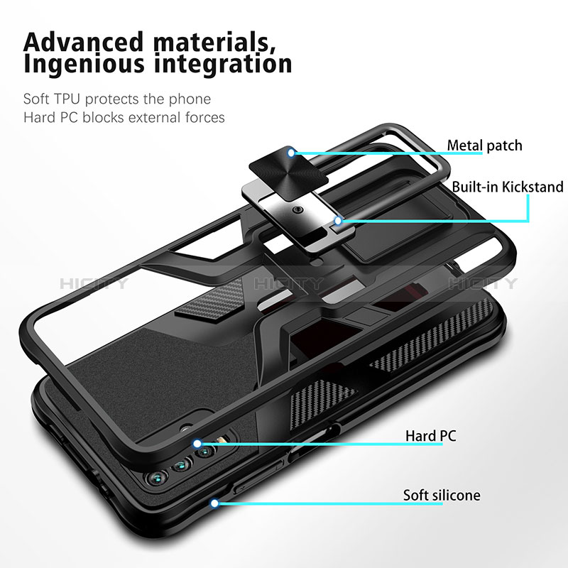Coque Contour Silicone et Plastique Housse Etui Mat avec Magnetique Support Bague Anneau ZL1 pour Xiaomi Redmi 9T 4G Plus