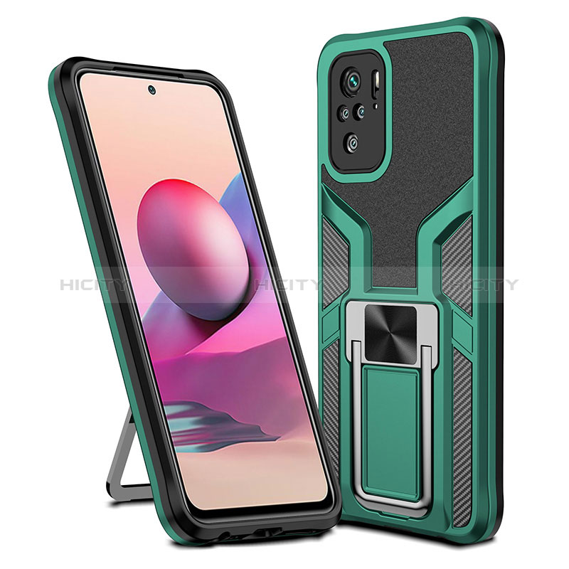 Coque Contour Silicone et Plastique Housse Etui Mat avec Magnetique Support Bague Anneau ZL1 pour Xiaomi Redmi Note 10S 4G Plus