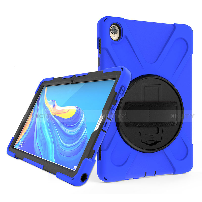 Coque Contour Silicone et Plastique Housse Etui Mat avec Support A01 pour Huawei MatePad 10.8 Bleu Plus