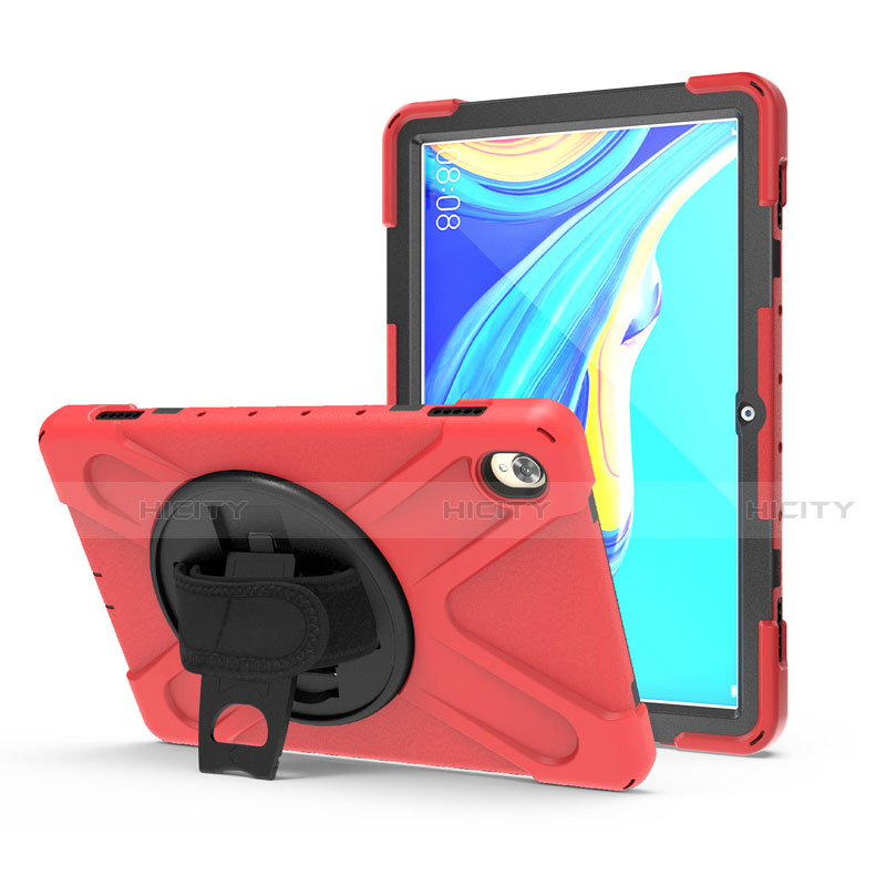 Coque Contour Silicone et Plastique Housse Etui Mat avec Support A01 pour Huawei MediaPad M6 10.8 Rouge Plus