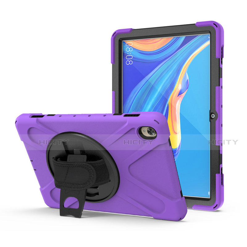 Coque Contour Silicone et Plastique Housse Etui Mat avec Support A01 pour Huawei MediaPad M6 10.8 Violet Plus