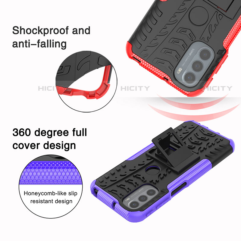 Coque Contour Silicone et Plastique Housse Etui Mat avec Support A01 pour Motorola Moto G31 Plus