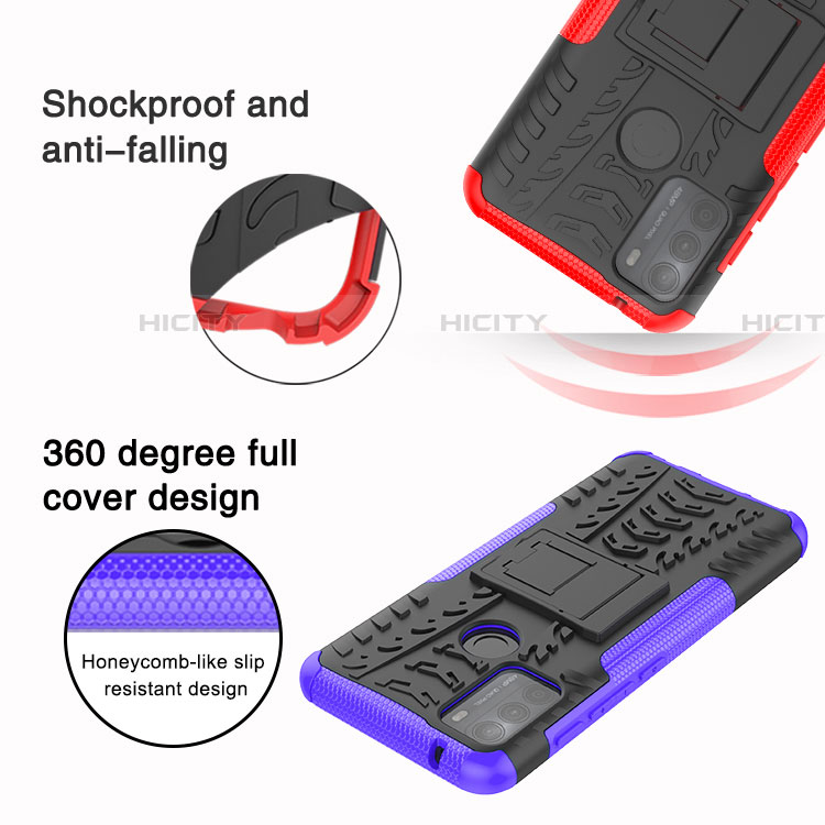 Coque Contour Silicone et Plastique Housse Etui Mat avec Support A01 pour Motorola Moto G50 Plus