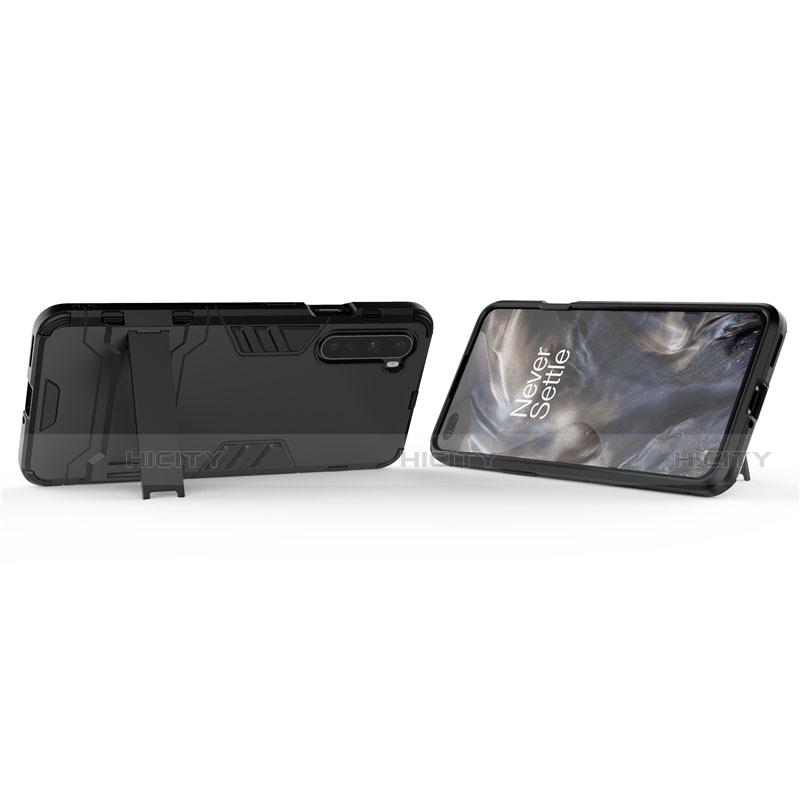 Coque Contour Silicone et Plastique Housse Etui Mat avec Support A01 pour OnePlus Nord Plus