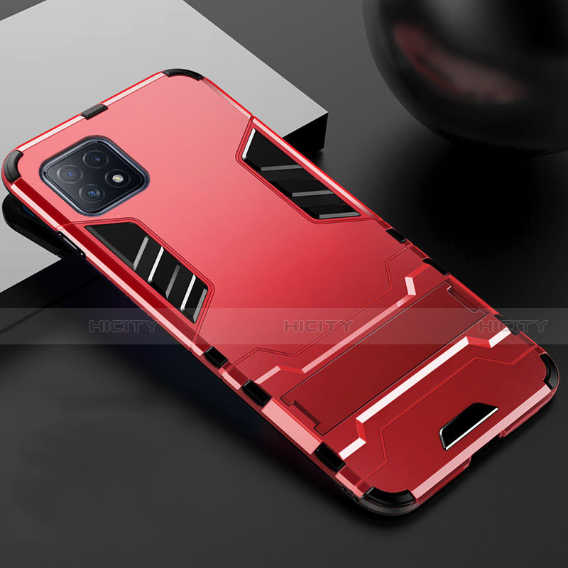 Coque Contour Silicone et Plastique Housse Etui Mat avec Support A01 pour Oppo A73 5G Rouge Plus