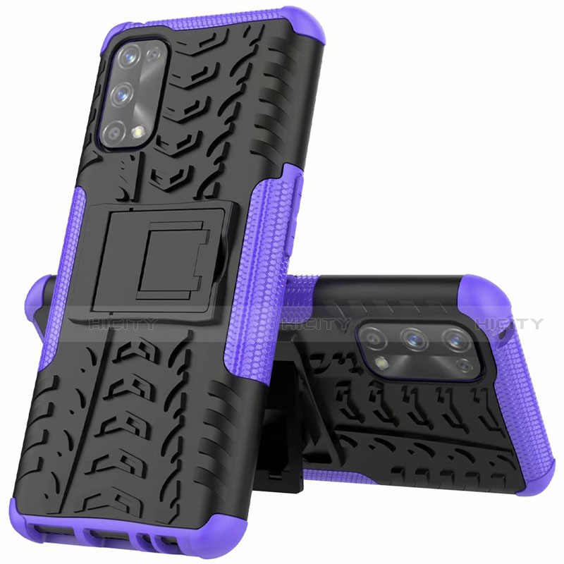 Coque Contour Silicone et Plastique Housse Etui Mat avec Support A01 pour Realme 7 Pro Violet Plus