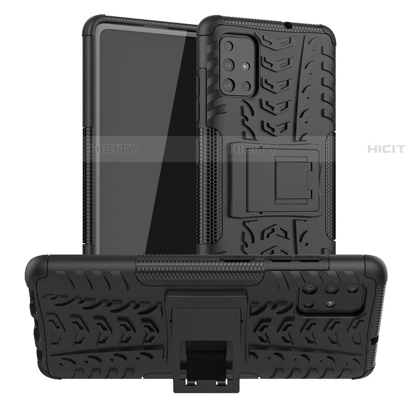 Coque Contour Silicone et Plastique Housse Etui Mat avec Support A01 pour Samsung Galaxy A51 5G Plus