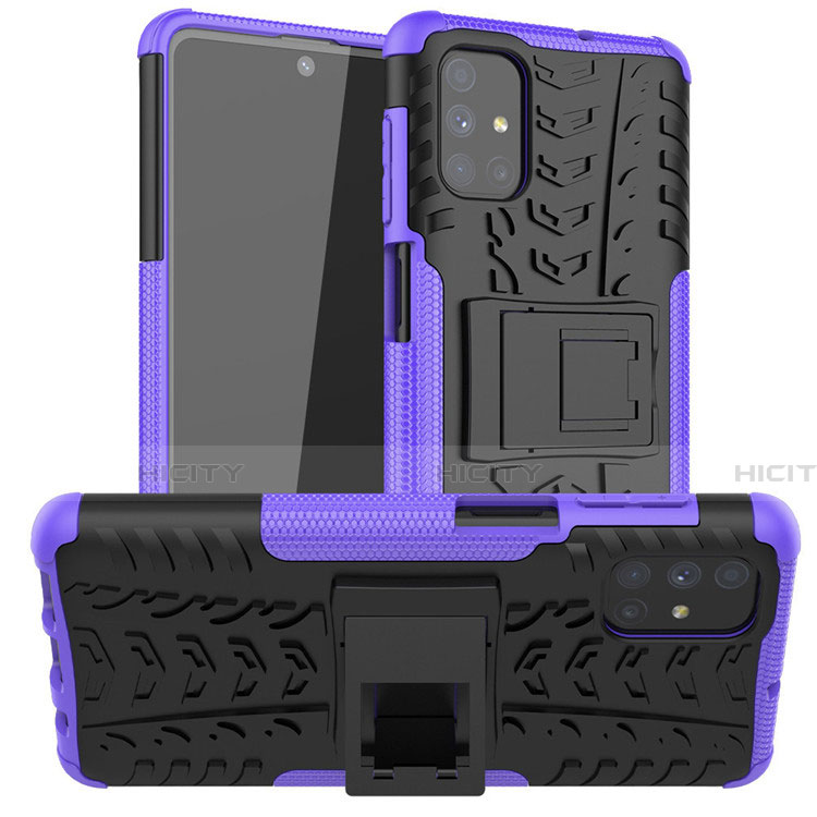 Coque Contour Silicone et Plastique Housse Etui Mat avec Support A02 pour Samsung Galaxy M51 Violet Plus