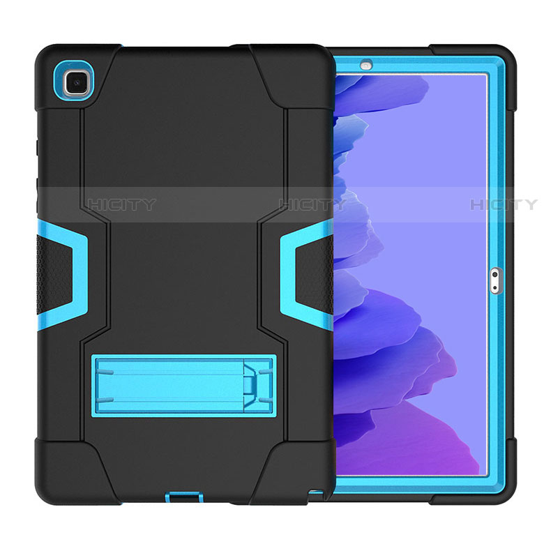 Coque Contour Silicone et Plastique Housse Etui Mat avec Support A02 pour Samsung Galaxy Tab A7 4G 10.4 SM-T505 Bleu et Noir Plus