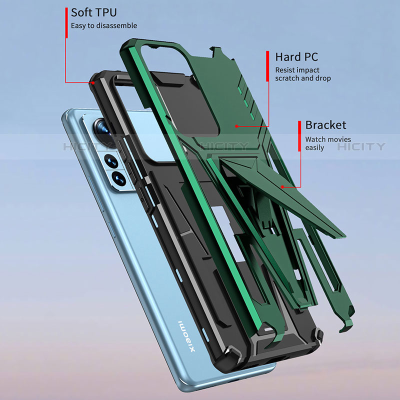 Coque Contour Silicone et Plastique Housse Etui Mat avec Support A02 pour Xiaomi Mi 12S 5G Plus