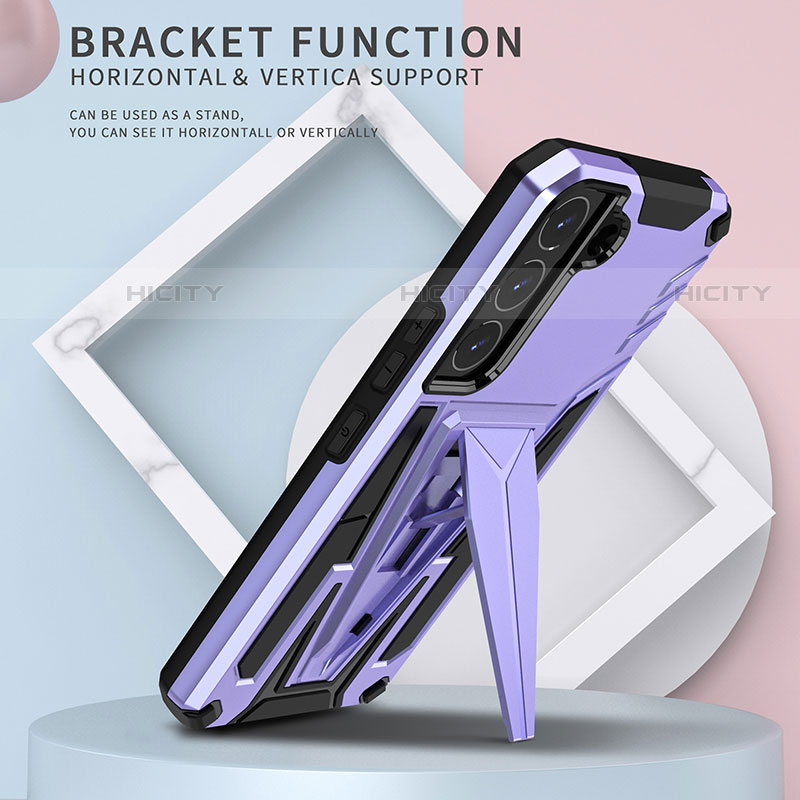 Coque Contour Silicone et Plastique Housse Etui Mat avec Support A03 pour Samsung Galaxy S22 5G Plus