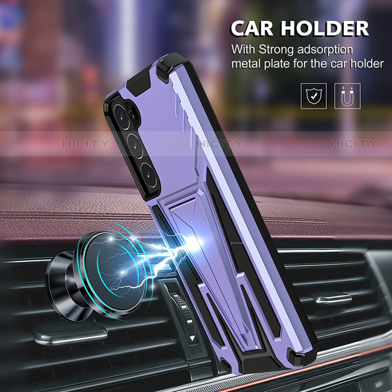 Coque Contour Silicone et Plastique Housse Etui Mat avec Support A03 pour Samsung Galaxy S22 5G Plus