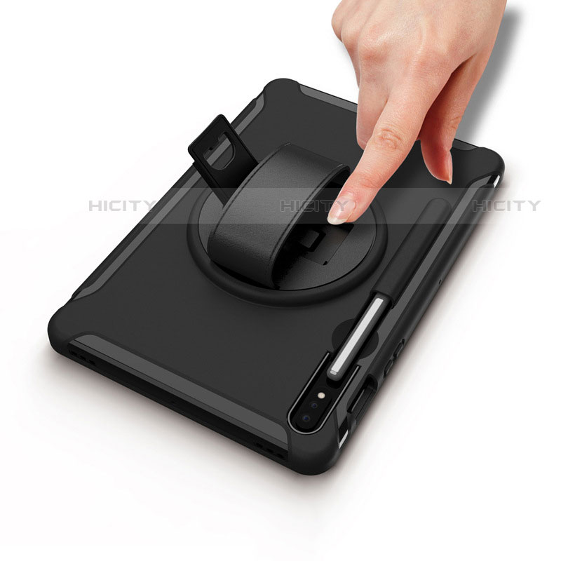 Coque Contour Silicone et Plastique Housse Etui Mat avec Support A03 pour Samsung Galaxy Tab S7 4G 11 SM-T875 Plus