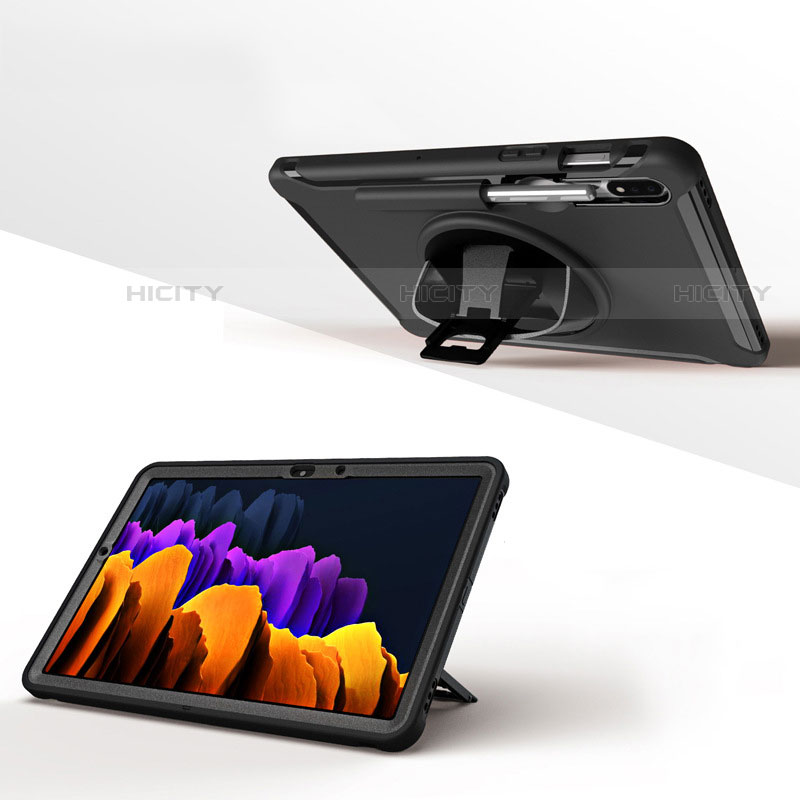 Coque Contour Silicone et Plastique Housse Etui Mat avec Support A03 pour Samsung Galaxy Tab S7 4G 11 SM-T875 Plus