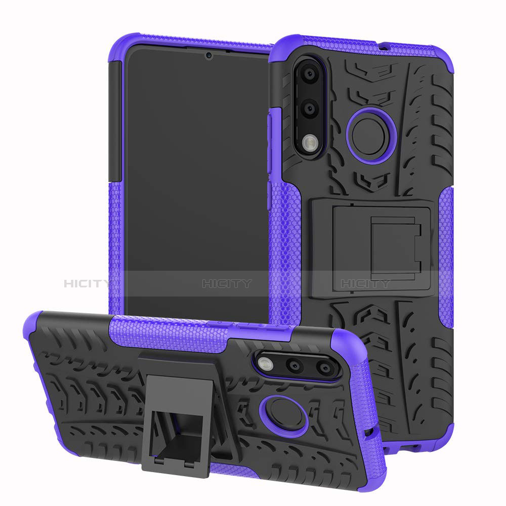 Coque Contour Silicone et Plastique Housse Etui Mat avec Support A04 pour Huawei P30 Lite New Edition Violet Plus