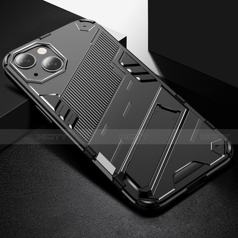 Coque Contour Silicone et Plastique Housse Etui Mat avec Support A05 pour Apple iPhone 14 Plus