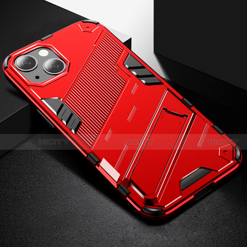 Coque Contour Silicone et Plastique Housse Etui Mat avec Support A05 pour Apple iPhone 14 Plus