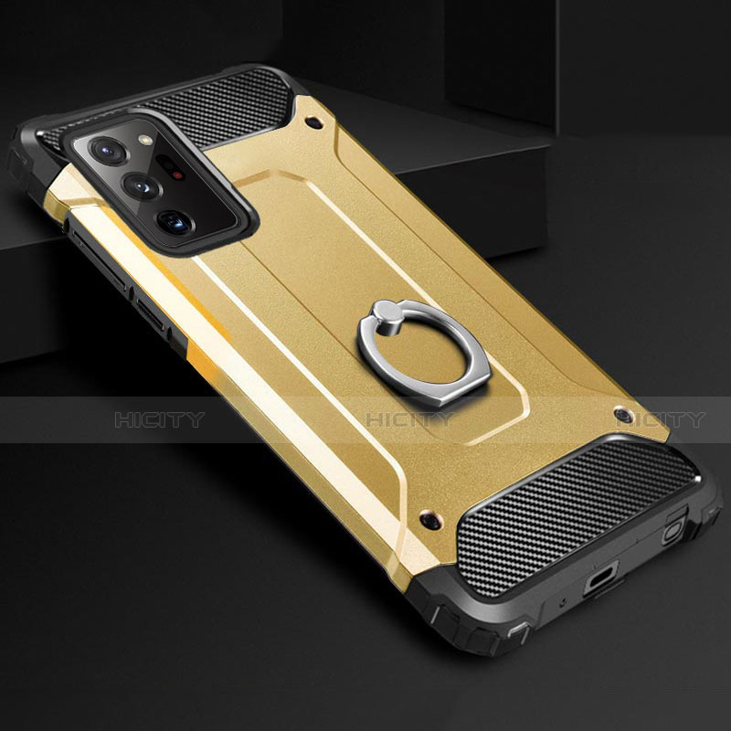 Coque Contour Silicone et Plastique Housse Etui Mat avec Support Bague Anneau N01 pour Samsung Galaxy Note 20 Ultra 5G Plus