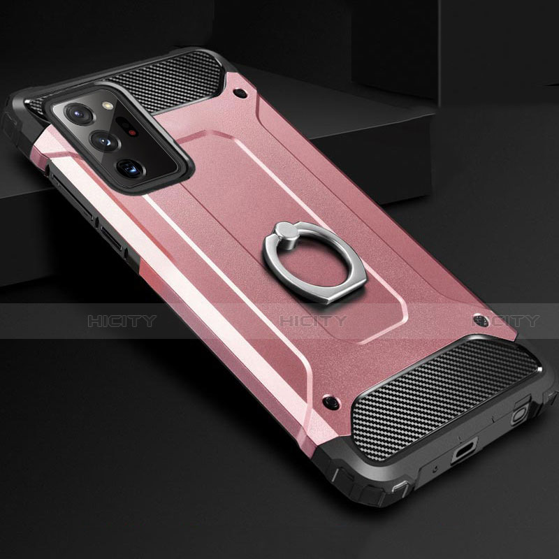Coque Contour Silicone et Plastique Housse Etui Mat avec Support Bague Anneau N01 pour Samsung Galaxy Note 20 Ultra 5G Plus